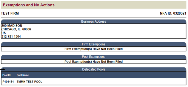 Exemptions and No Actions